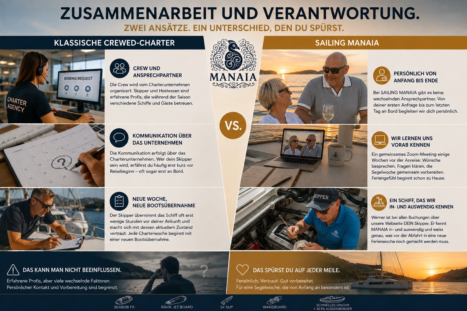 Skipper-Charter versus eignergeführter Privatcharter.