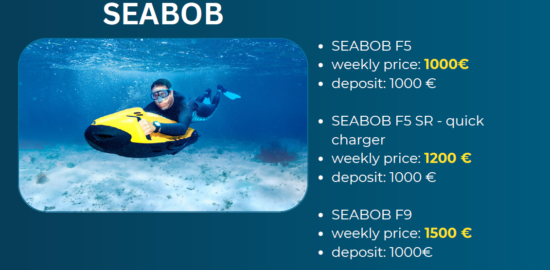 Preisliste für einen Seabob F9