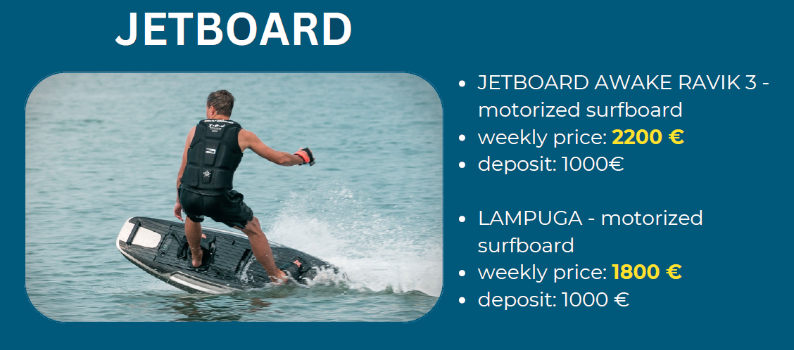 Preisliste für ein Raevik Jet-Board 